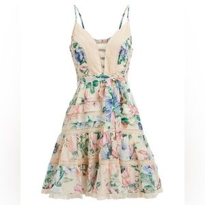 Zimmermann Verity Scalloped Silk Floral Dress Size 0